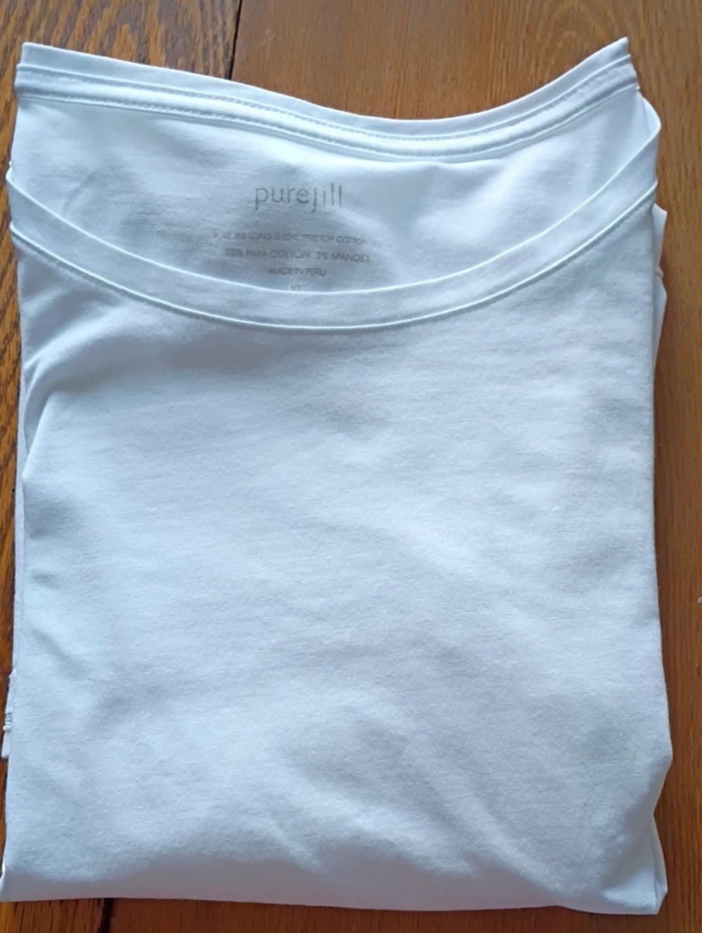 J. Jill White Long-Sleeve Crew Neck Tee Shirt Top Size XL